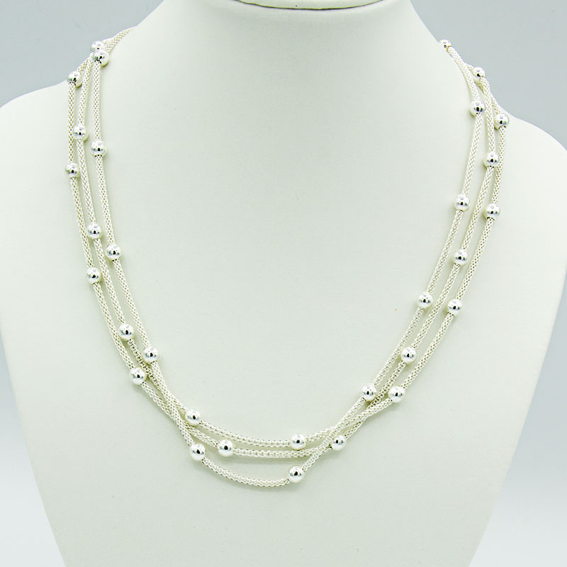 Short 3-chain silver-plated necklace