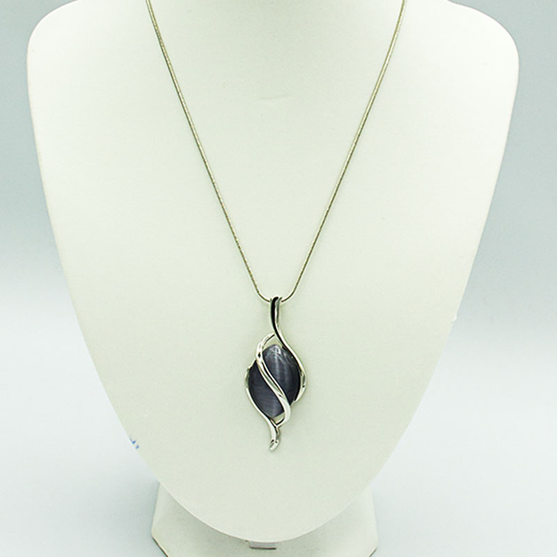 grey stone pendant necklace