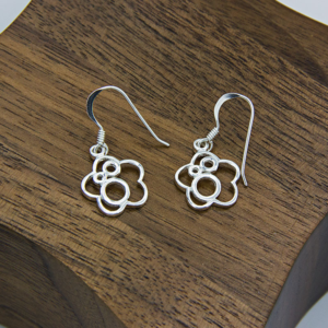 Open Flower and Circle Earrings