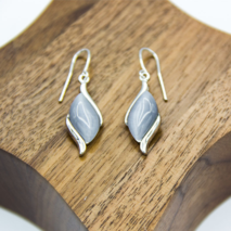 Grey Diamond shaped pendant earrings