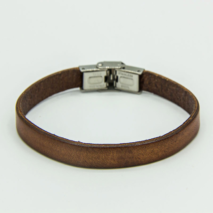 Unisex 21cm Brown Leather bracelet with folder clasp
