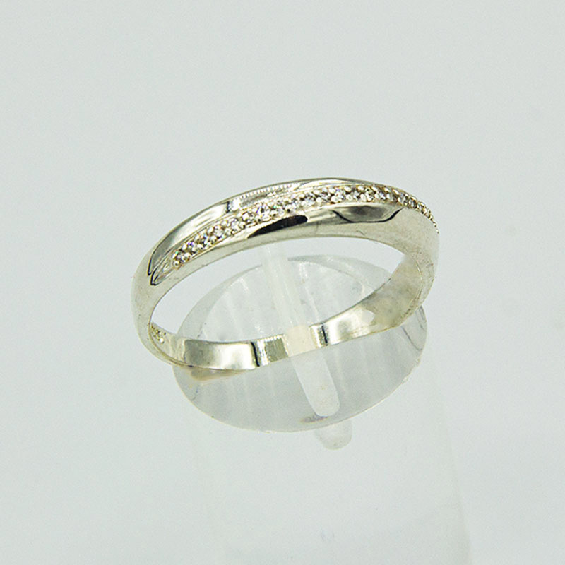 Silver Band with micro set CZ detail