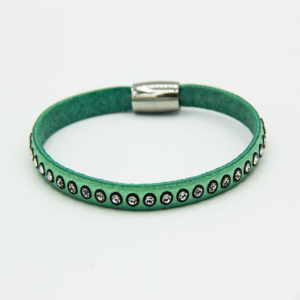 Aqua leather bracelet with Swarovski crystals