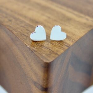 sterling silver heart-shaped ear studs