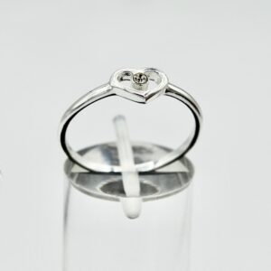 Heart Shaped jewelled silver ring