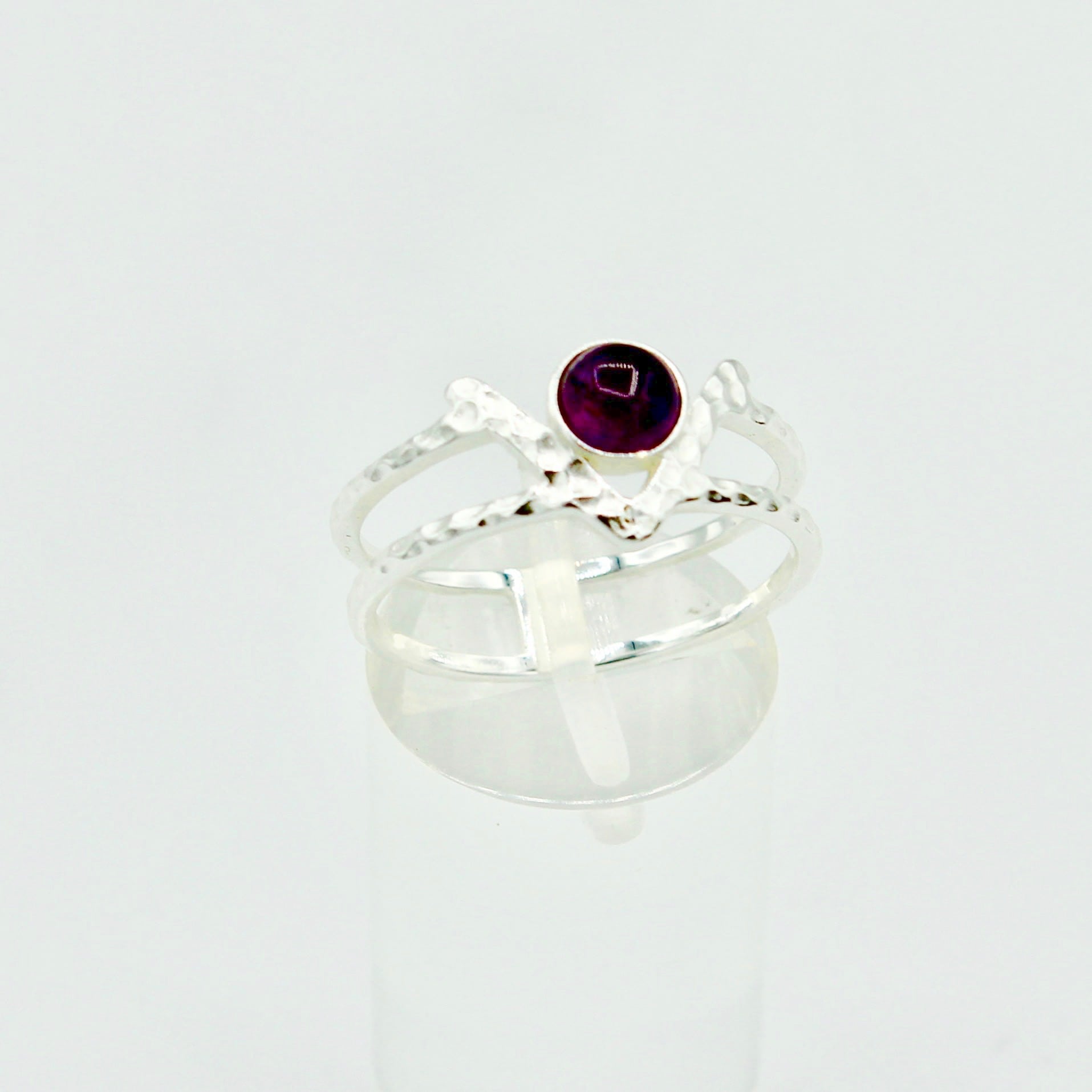 Double Line 925 Sterling Silver Jewelled Ring