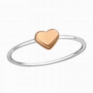 Sterling Silver rose plated heart ring
