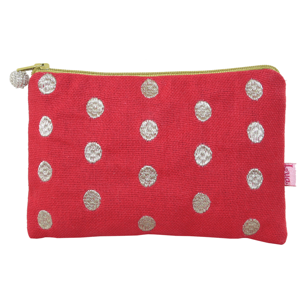 zipped oval dots purse